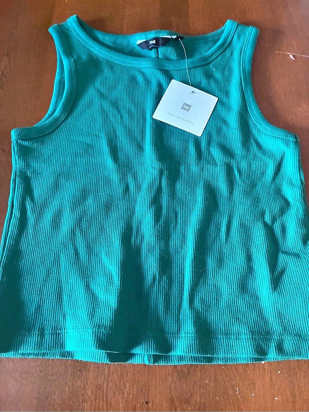 tag Camisole Ribbed Tank Top Green Size 10